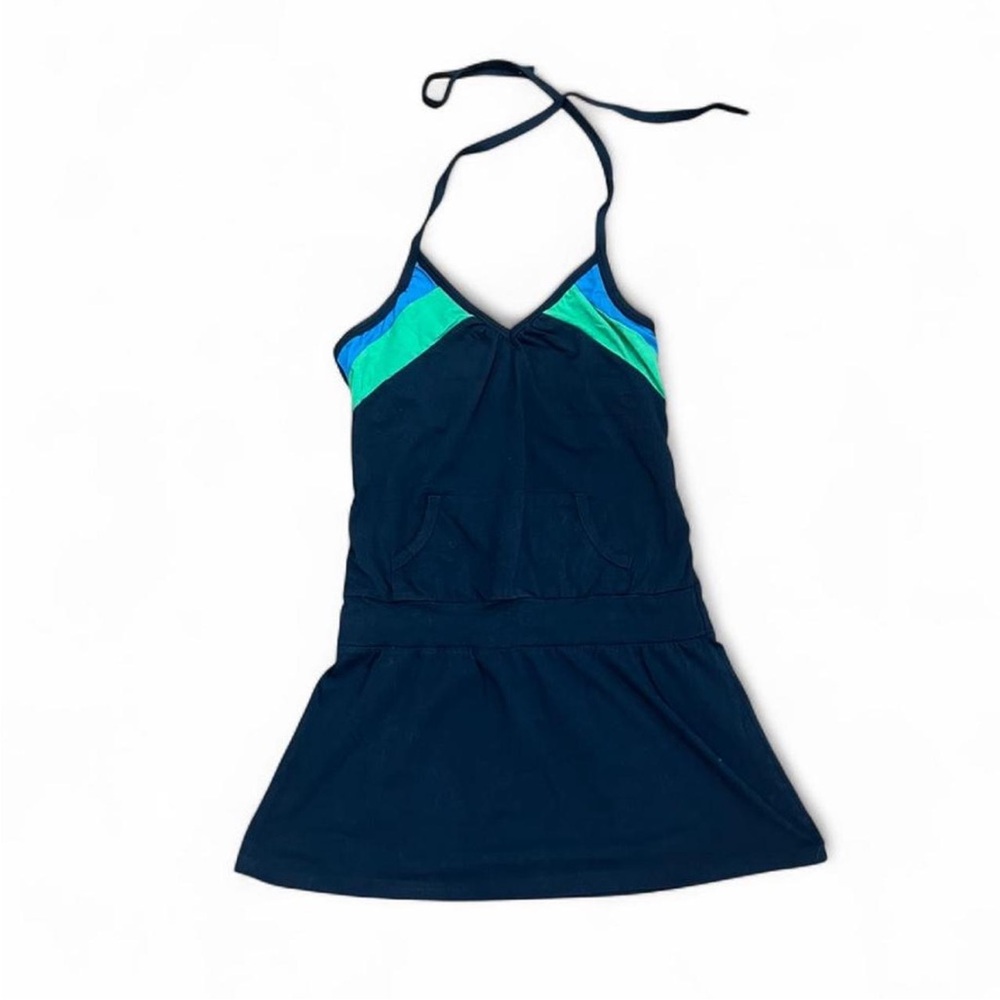 Streetwear Society Navy Y2K Activewear Dress with Teal & Aqua Accents